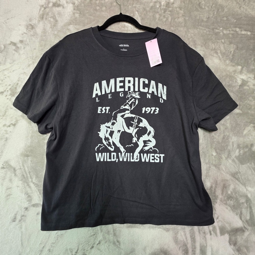 Wild Fable American Legend Wild West Graphic Tee Black Large NWT